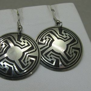 Vintage Southwestern Sun Dangle Pierced Earrings